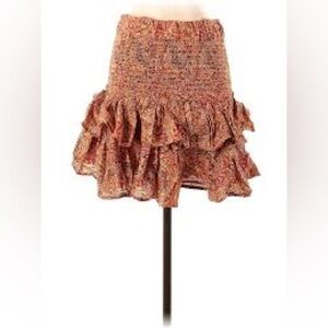 House Of Harlow 1960 Revolve Paisley Rust Ruffled Smocked Mini Sz M 100% Cotton